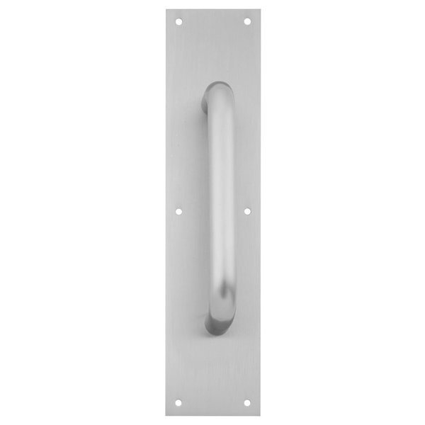 Ives Pull Plate, 10-in CTC, 1-in Diameter, 1-1/2-in Clearance, 4-in x 16-in, Satin Stainless Steel 8303-0 US32D 4X16